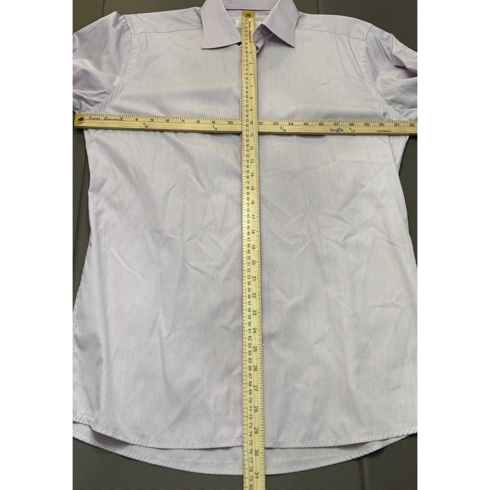 Eton Contemporary Dress Shirt Mens Large Blue Red Striped Button Up 41 16 Pink - Picture 7 of 8